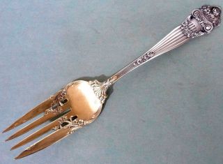Sterling Serving Fork W/ Lovely Flowers & Tendrils On Tines,  Towle " Georgian "