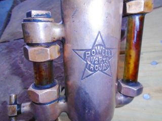 Vintage Brass,  HIT MISS,  Steam ENGINE OILER,  POWELL TROJAN,  1/2 PINT 2