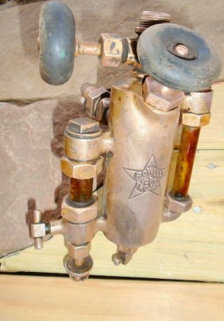 Vintage Brass,  HIT MISS,  Steam ENGINE OILER,  POWELL TROJAN,  1/2 PINT 4