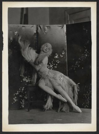 Vintage 1920s Leggy Feathery Costume Follies Showgirl Charles Sheldon Photograph