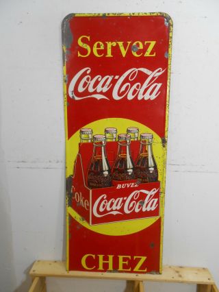 Vintage Coke Coca Cola 44 " X 17 " 6 Pack Soda Bottles Store Tin Sign