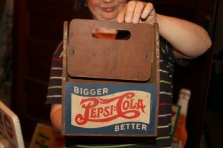 Rare Vintage 1940 ' s Pepsi Cola Double Dot Soda Pop 6 Bottle Carrier Sign 4