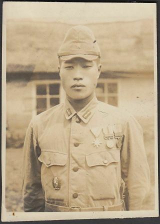 WwⅡ Japan Army Air Force Photo Soldier With Pilot Badge 1