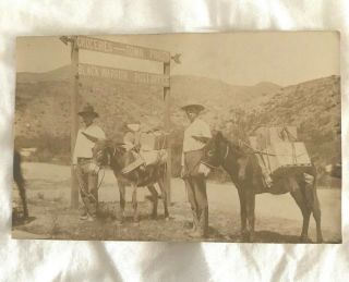 Vintage C.  1900s Rppc Black Warrior Utah Postcard Mining Prospectors Mules