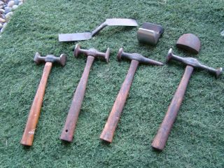 Vintage Assortment Auto Body Tools Hammers And Dollies
