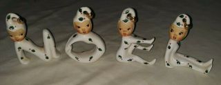 Vintage Holt Howard Noel Pixie Elf Holly Berry Candle Holders Rare $69.  99