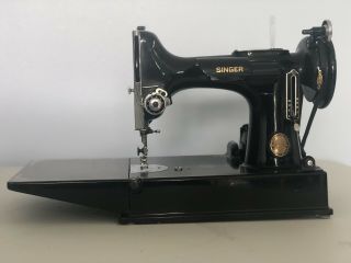 Singer True Vintage Sewing Machine Centennial Model 221 - 1,  Operates,  Black/gold