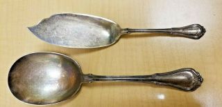 Vintage Gorham Sterling Silver Serving Set Of 2 Antique Large Spoon & Pie / Cake