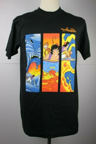 Vintage 1990s Disneys Aladdin T Shirt Film L Fruit Of The Loom Black