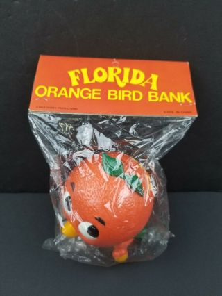 Vintage Walt Disney Florida Orange Bird Bank Plastic Coin Mascot HTF 2