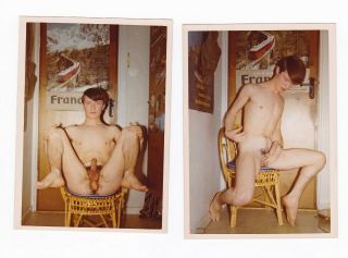 2x Vintage Amateur Male Photo 1970s Naked Guy Man Physique 5,  0 X 3,  4