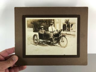 Vintage 1910s - 20s READING STANDARD MOTORCYCLE w/ SIDECAR Old M/C Biker PHOTO 3