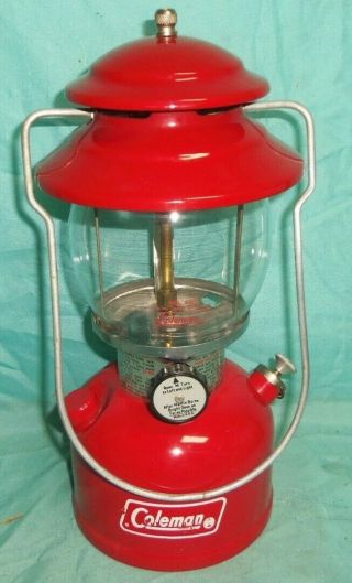 Vintage 1973 Red Coleman Gas Lantern Dated 10/73
