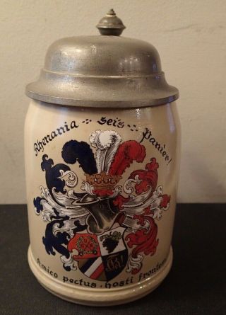 Antique Vintage Villeroy & Boch Beer Stein Coat Of Arms 1526 1/2 Liter