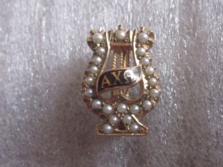 Vintage 1948 10k Solid Gold Alpha Chi Omega Sorority Pin Badge