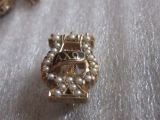 Vintage 1948 10K Solid Gold Alpha Chi Omega Sorority Pin Badge 2