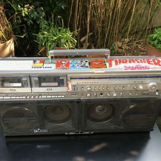 sharp gf - 777 boom box ghettoblaster hip hop 80 ' s run dmc rap vintage radio hi fi 3