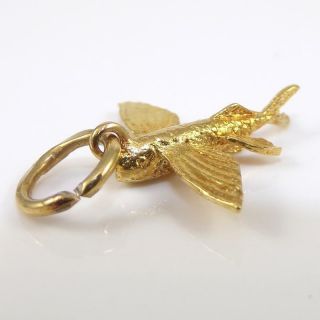 Vintage 18k Yellow Gold 3d Flying Fish Charm Pendant Ldl2
