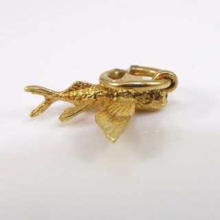 Vintage 18K Yellow Gold 3D Flying Fish Charm Pendant LDL2 2