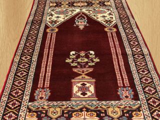 Hand Knotted Vintage Pak Jaldar Jhaldar Prayer Wool Area Rug 4 X 3 Ft