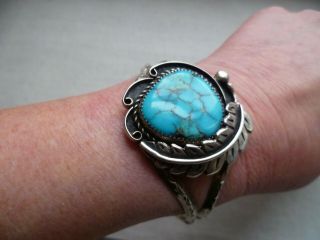 Vintage,  Stunning,  Large Turquoise Bracelet,  Sterling Silver