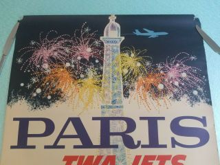 Vintage FLY TWA Travel Poster PARIS David Klein 1960s Plane Airport 2