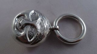 Sterling Silver Man In The Moon Baby Rattle