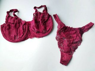 36dd L 90s Vintage Victoria Secret Second Skin Satin Bra High Waist Thong Set