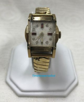 A1106 Vintage Unique Nepa Swiss 10k Rgp Bezel Gold Tone 17j Wrist Watch