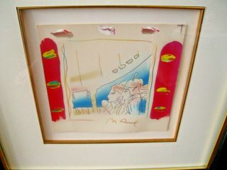 Rare Peter Max Atlantis Hand Painted & Signed Multi Media Litho Painting Framed 2