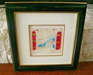 Rare Peter Max Atlantis Hand Painted & Signed Multi Media Litho Painting Framed 3