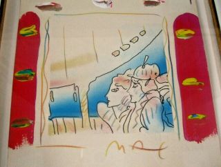 Rare Peter Max Atlantis Hand Painted & Signed Multi Media Litho Painting Framed 4