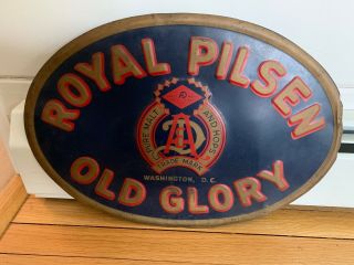 Rare Vintage Royal Pilsen/old Glory Beer Tin Sign Washington,  D.  C.
