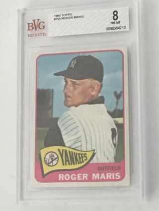 $150 1965 Topps Roger Maris 155 Bvg (bgs) 8 Nm - Mt (not Psa) Vintage Card