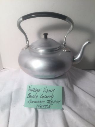 Vintage Viking British Colony Aluminum Teapot Kettle 3