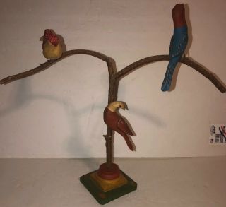 Vintage Walter Gottshall Folk Art Carved Bird Tree Pa Pennsylvania