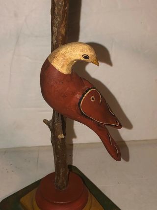 Vintage Walter Gottshall Folk Art carved Bird Tree PA Pennsylvania 2