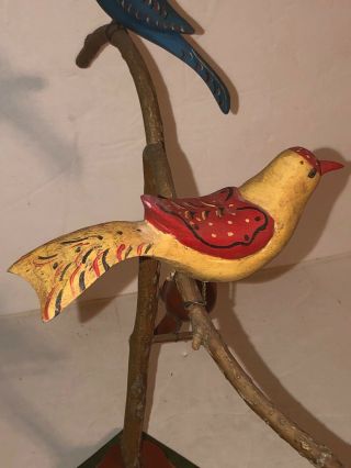 Vintage Walter Gottshall Folk Art carved Bird Tree PA Pennsylvania 6