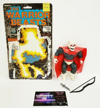 1980s Remco Warrior Beasts Skullman V2 Vintage Motu Ko Action Figure W/ Card