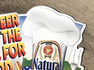 Vintage Natural Light The Beer with the Taste for Food Tin Metal Sign Grill 1995 2