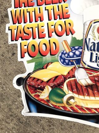 Vintage Natural Light The Beer with the Taste for Food Tin Metal Sign Grill 1995 4