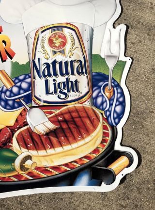 Vintage Natural Light The Beer with the Taste for Food Tin Metal Sign Grill 1995 5