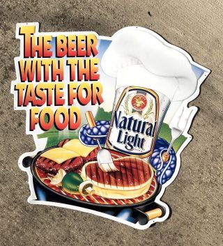 Vintage Natural Light The Beer with the Taste for Food Tin Metal Sign Grill 1995 8