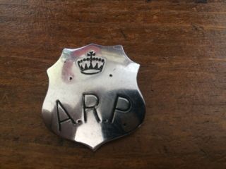Vintage Ww2 A.  R.  P.  Badge With Serial