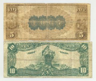 rare $10 Series 1902 and $5 1882 Brown Back from York City National Banks 2