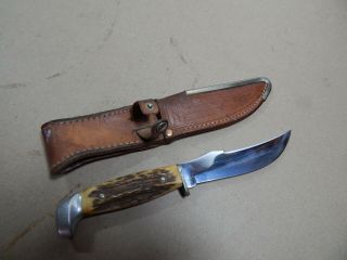 Vintage Case Xx Usa 1965 - 69 Stag Hunting Knife W/sheath 523