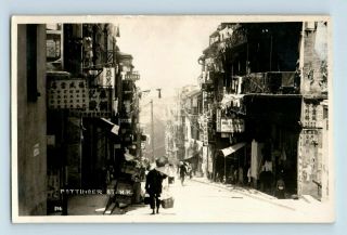 1920 ' s Hong Kong China Pottinger Street Signs Banners Scene Vintage Postcard Z1 3