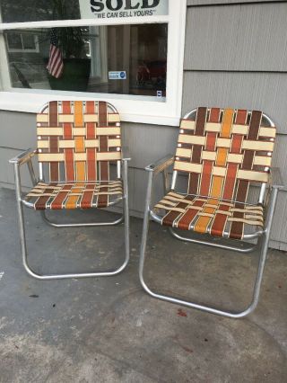 2 Vintage Aluminum Beach/ Lawn Chairs Nylon Material
