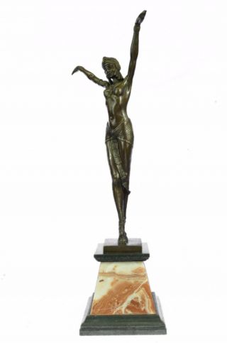 Vintage Large Art Decor Dancer Dimitri Chiparus Bronze Sculpture Signed Figure