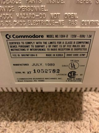Vintage Commodore 1084 RGB / Composite Color Monitor -, 7